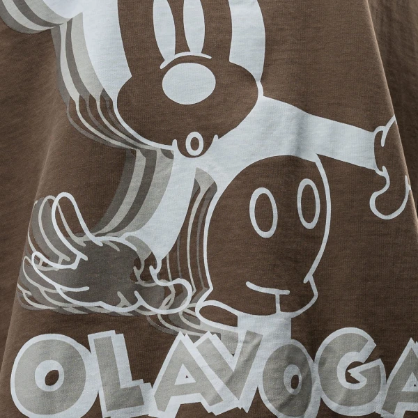 T-shirt damski OLAVOGA BESCO 2025 brązowy - maWer Fashion