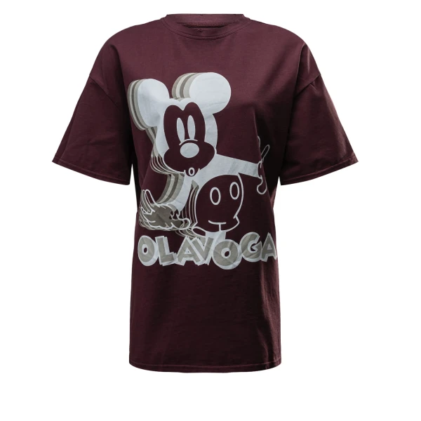 T-shirt damski OLAVOGA BESCO 2025 burgund - maWer Fashion