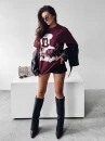 T-shirt damski OLAVOGA BESCO 2025 burgund - maWer Fashion
