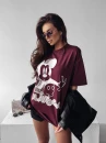 T-shirt damski OLAVOGA BESCO 2025 burgund - maWer Fashion