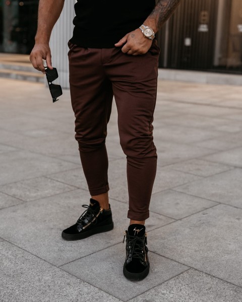 Spodnie męskie OLAVOGA ARIALIERY 2025 brązowe - maWer Fashion
