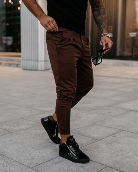 Spodnie męskie OLAVOGA ARIALIERY 2025 brązowe - maWer Fashion