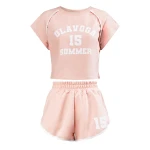 Komplet damski OLAVOGA KEKI 2025 róż z ecru - maWer Fashion