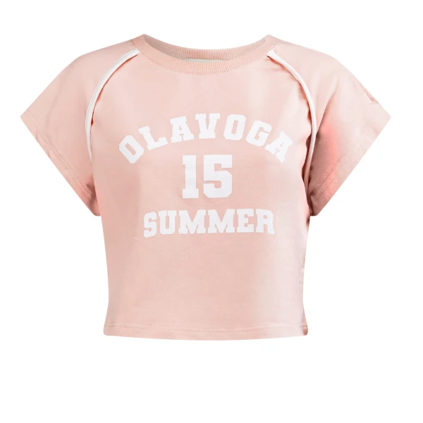 Komplet damski OLAVOGA KEKI 2025 róż z ecru - maWer Fashion