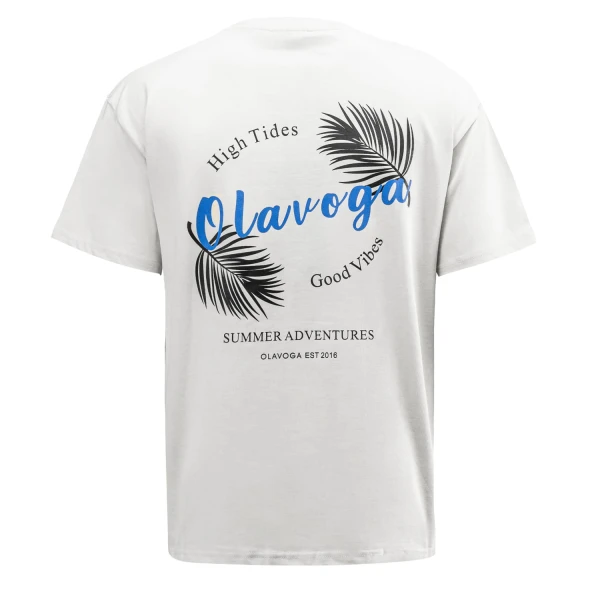 T-shirt męski OLAVOGA PALM WAVE 2025 ecru - maWer Fashion