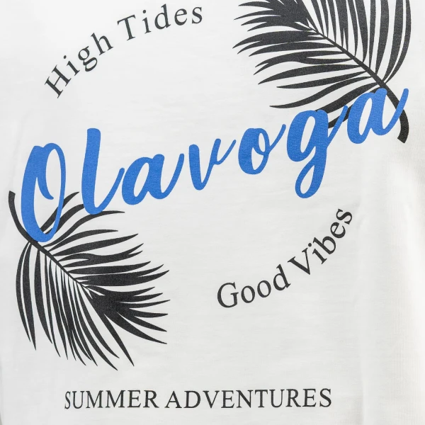 T-shirt męski OLAVOGA PALM WAVE 2025 ecru - maWer Fashion