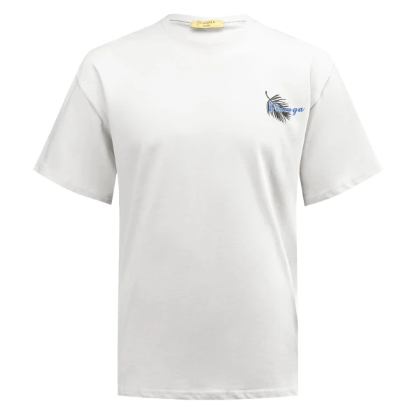 T-shirt męski OLAVOGA PALM WAVE 2025 ecru - maWer Fashion