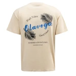 T-shirt męski OLAVOGA PALM WAVE 2025 beżowy - maWer Fashion