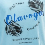 T-shirt męski OLAVOGA PALM WAVE 2025 niebieski - maWer Fashion