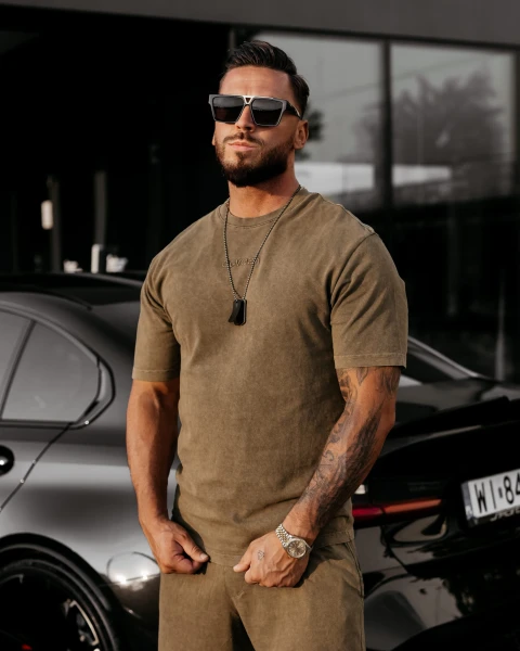T-shirt męski OLAVOGA XATO 2025 khaki - maWer Fashion