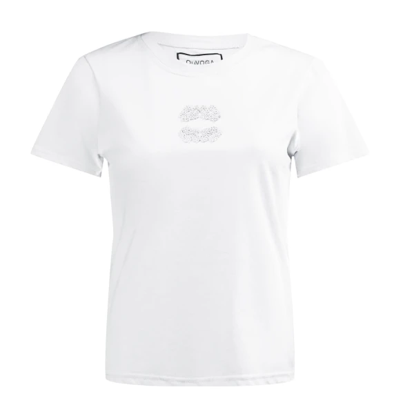 T-shirt damski OLAVOGA LOE 2025 ecru - maWer Fashion