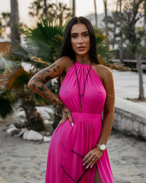 Sukienka damska OLAVOGA KAJA 2025 różowa - maWer Fashion