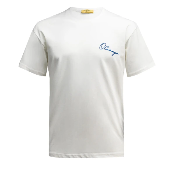 T-shirt męski OLAVOGA BLUE HARMONY 2025 ecru - maWer Fashion