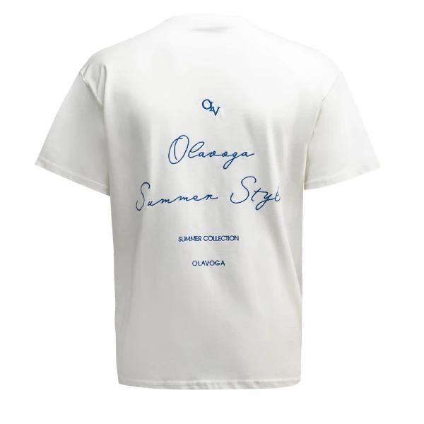 T-shirt męski OLAVOGA BLUE HARMONY 2025 ecru - maWer Fashion