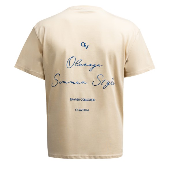 T-shirt męski OLAVOGA BLUE HARMONY 2025 beżowy - maWer Fashion