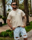 T-shirt męski OLAVOGA BLUE HARMONY 2025 beżowy - maWer Fashion