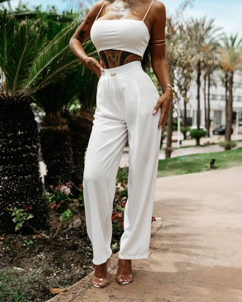 Spodnie damskie OLAVOGA POLEM 2025 ecru - maWer Fashion