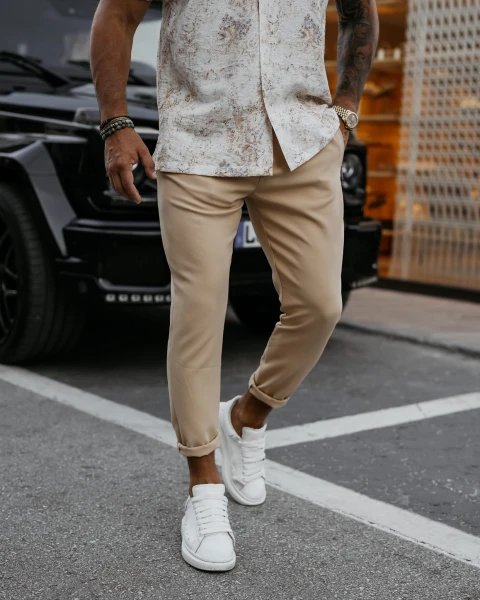 Spodnie męskie OLAVOGA WESTON 2025 beż - maWer Fashion