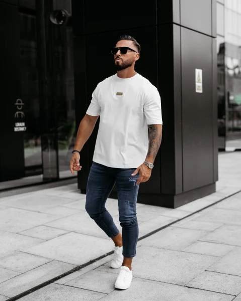 T-shirt męski OLAVOGA GOLDEN 2025 ecru - maWer Fashion