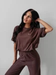 Top damski OLAVOGA AUTUMN WHISPER TOP 2025 brąz - maWer Fashion