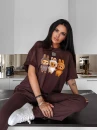 T-shirt damski OLAVOGA HEART SIDE 2025 brąz - maWer Fashion