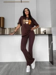 T-shirt damski OLAVOGA HEART SIDE 2025 brąz - maWer Fashion