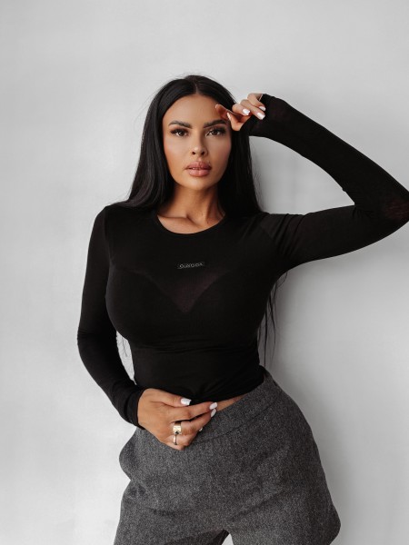 Bluzka damska OLAVOGA HEARTLIGHT 2025 czarna - mawer Fashion