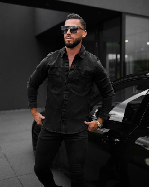 Koszula męska OLAVOGA GIACCA 2025 czarna - maWer Fashion