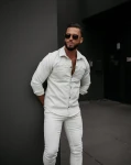 Koszula męska OLAVOGA GIACCA 2025 jasny beż - maWer Fashion