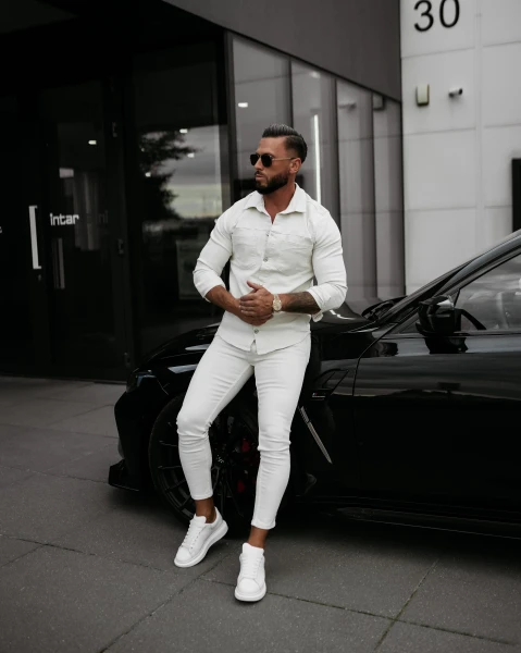 Koszula męska OLAVOGA GIACCA 2025 jasny beż - maWer Fashion