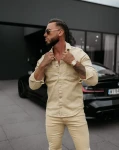 Koszula męska OLAVOGA GIACCA 2025 ciemny beż - maWer Fashion