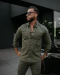 Koszula męska OLAVOGA GIACCA 2025 khaki - maWer Fashion