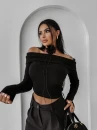 Bluzka damska OLAVOGA CREAMED FOG 2025 czarna - maWer Fashion