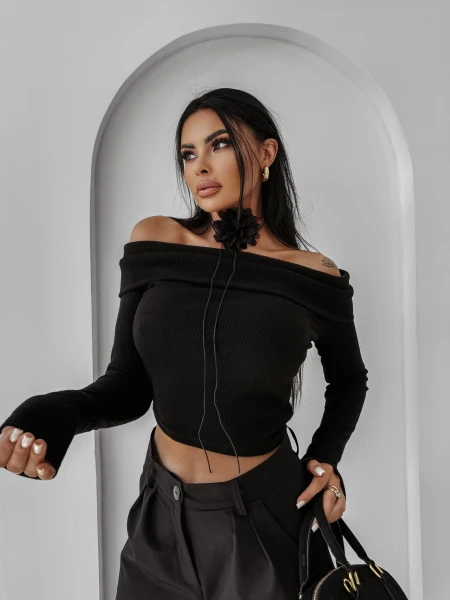 Bluzka damska OLAVOGA CREAMED FOG 2025 czarna - maWer Fashion