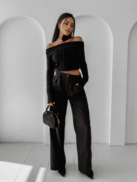 Bluzka damska OLAVOGA CREAMED FOG 2025 czarna - maWer Fashion