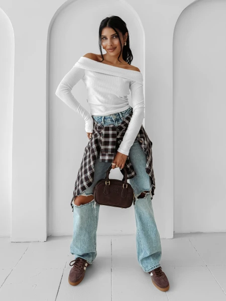 Bluzka damska OLAVOGA CREAMED FOG 2025 ecru - maWer Fashion