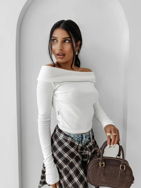 Bluzka damska OLAVOGA CREAMED FOG 2025 ecru - maWer Fashion