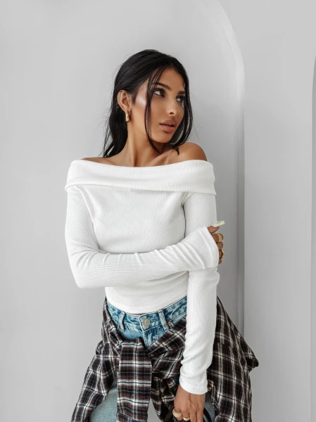 Bluzka damska OLAVOGA CREAMED FOG 2025 ecru - maWer Fashion