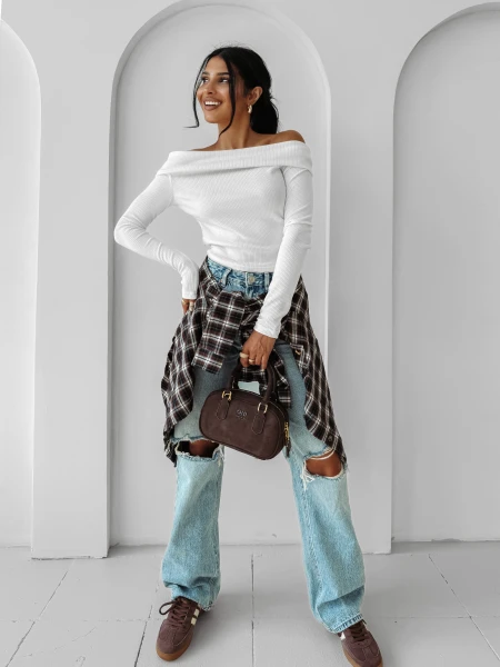 Bluzka damska OLAVOGA CREAMED FOG 2025 ecru - maWer Fashion