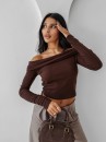 Bluzka damska OLAVOGA CREAMED FOG 2025 brązowa - maWer Fashion