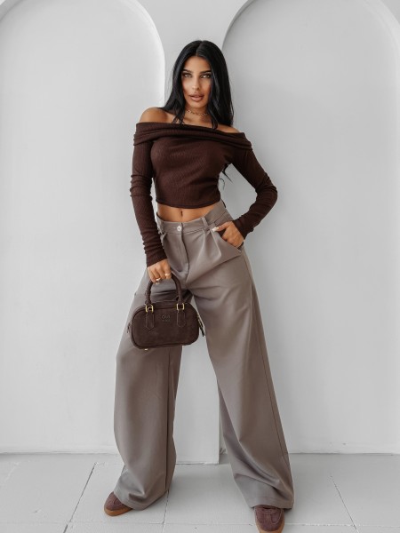 Bluzka damska OLAVOGA CREAMED FOG 2025 brązowa - maWer Fashion