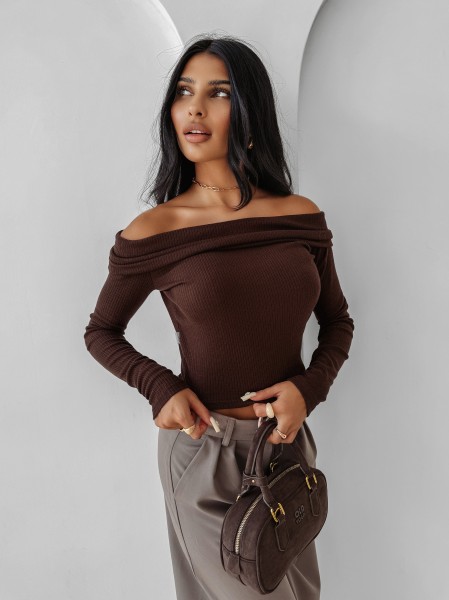 Bluzka damska OLAVOGA CREAMED FOG 2025 brązowa - maWer Fashion