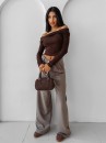 Bluzka damska OLAVOGA CREAMED FOG 2025 brązowa - maWer Fashion
