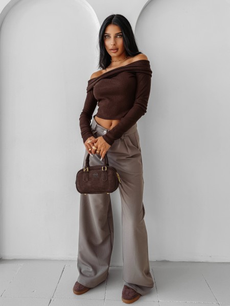 Bluzka damska OLAVOGA CREAMED FOG 2025 brązowa - maWer Fashion