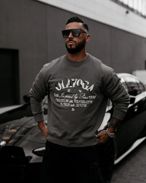 Bluza męska OLAVOGA VIROUS 2025 grafitowa - maWer Fashion