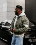 Bomberka kurtka męska OLAVOGA WOOLY 2025 khaki - maWer Fashion