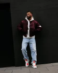Bomberka kurtka męska OLAVOGA WOOLY 2025 bordowa - maWer Fashion