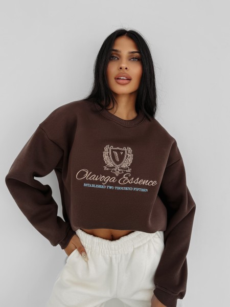 Bluza damska OLAVOGA FALL ESSENCE 2025 brązowa  - maWer Fashion