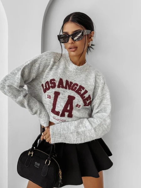 Sweter damski OLAVOGA LUURE 2025 szary - maWer Fashion
