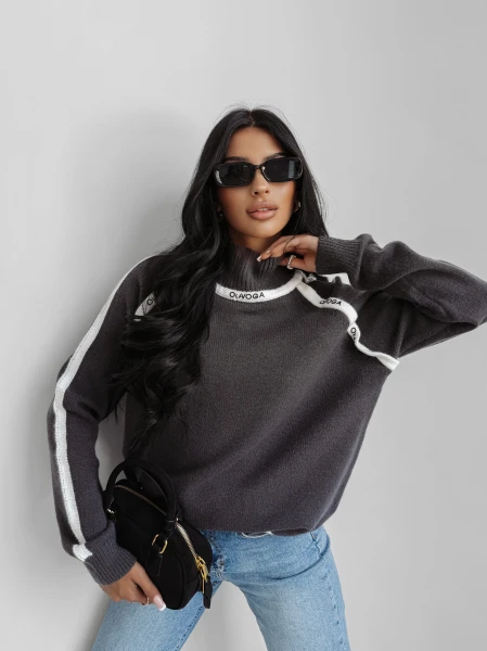 Sweter damski OLAVOGA WINTOR 2025 szary - maWer Fashion